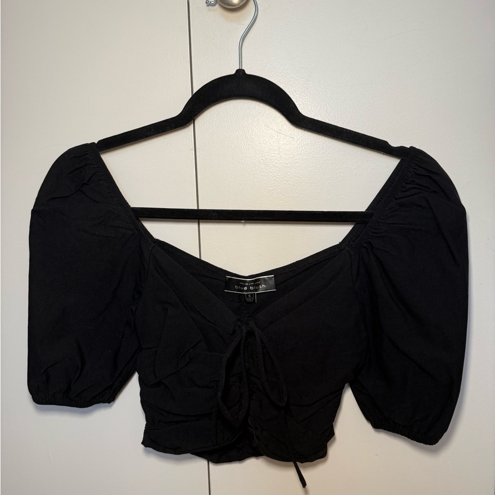 Blue Blush Black Top